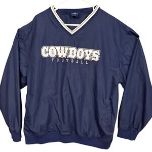 Vintage Dallas Cowboys Pullover V-Neck Windbreaker Embroidered Patchwork Size L